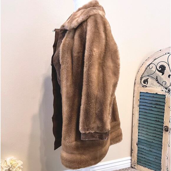 VINTAGE 70s Tissavel France Luxury Faux Fur Suede Made in Brittain Large - Picture 7 of 13